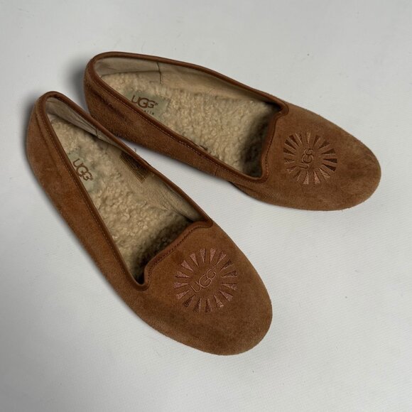 UGG Alloway Chestnut Brown Suede Shearling Ballet Flats – EU 39 / US 8 - Picture 5 of 8